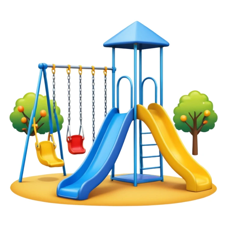 playground with bright colors, slide and swings sticker