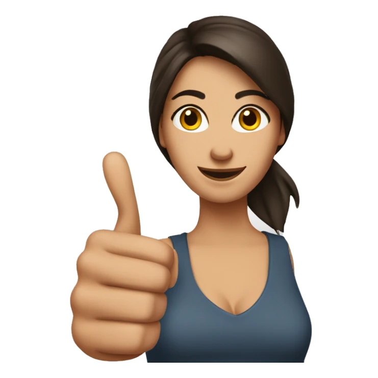 brunette woman and thumbs up sticker