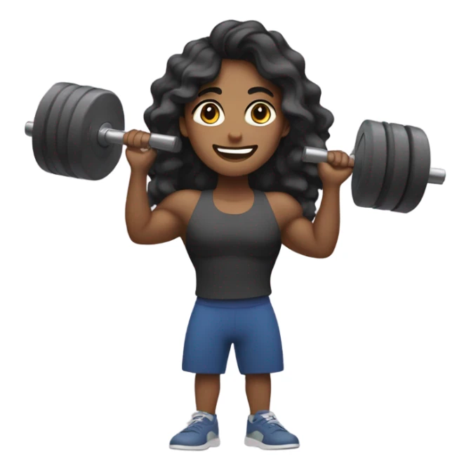 Long wavy hair black Asian lifting weight sticker