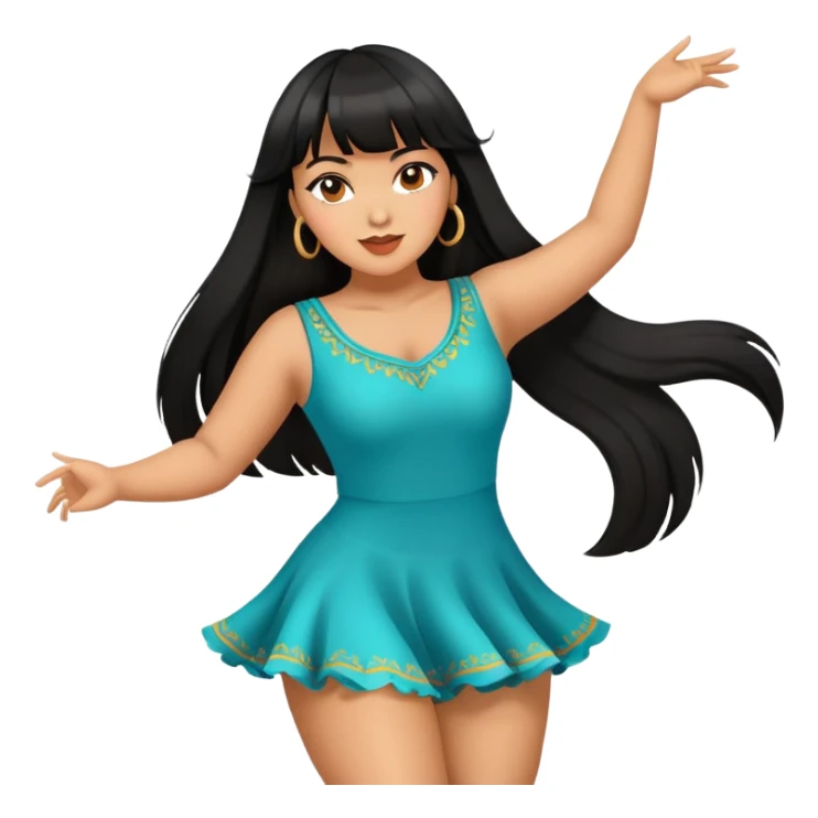 Latina girl with bangs black long hair plus size dancing sticker