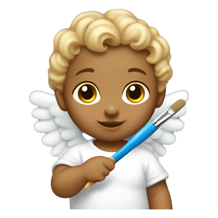 baby angel with a paintbrush  sticker