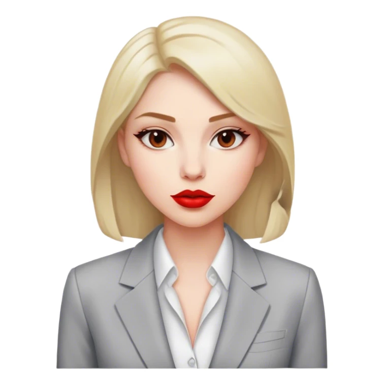 woman simple suit jacket shirt polish red sticker