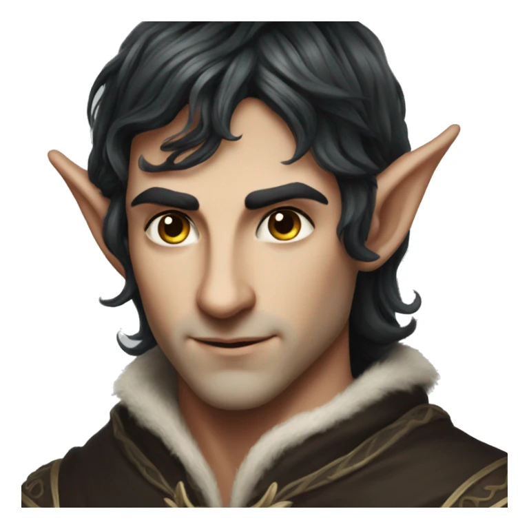 dark hair male elf fantasy sticker