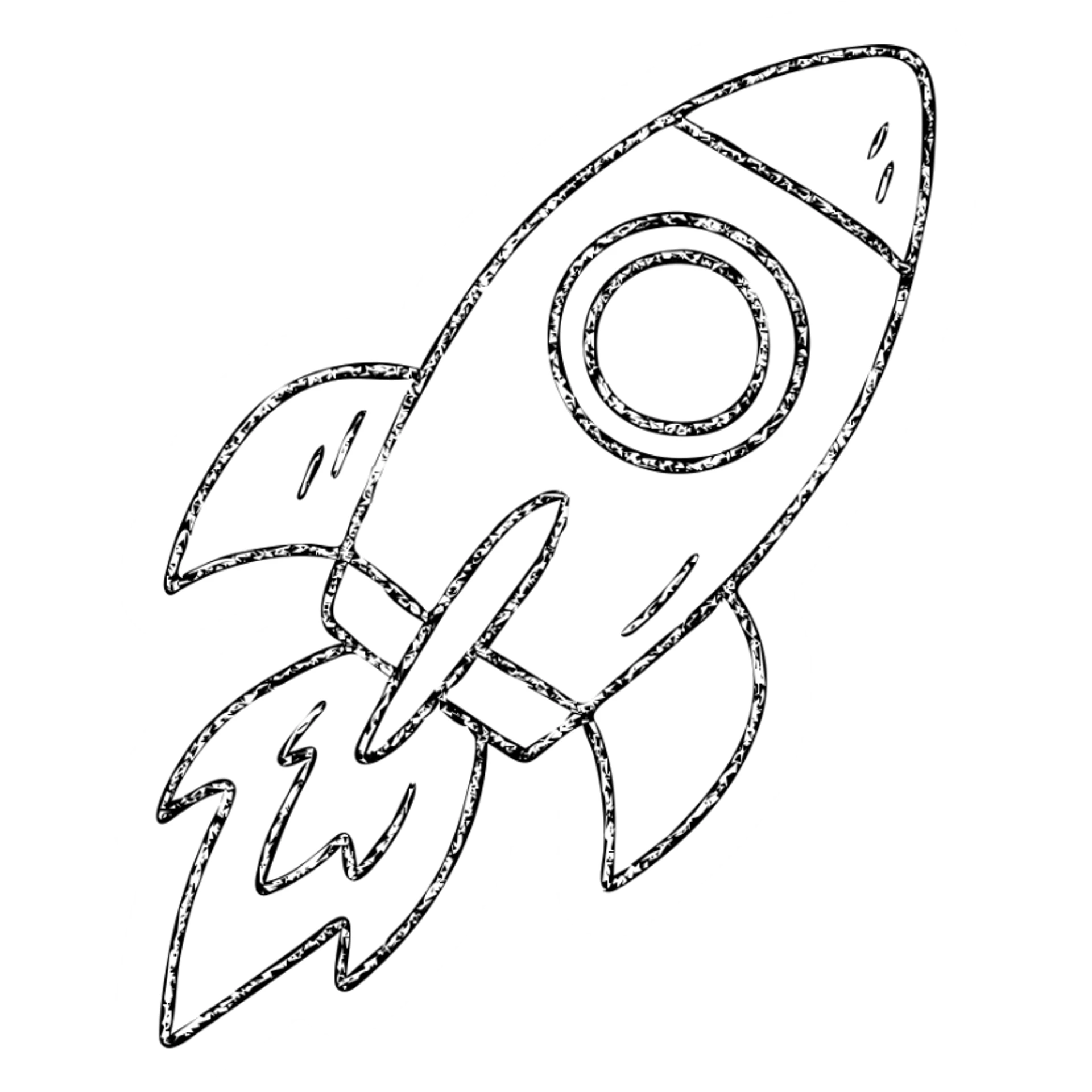 hand-drawn outlined rocket icon sticker