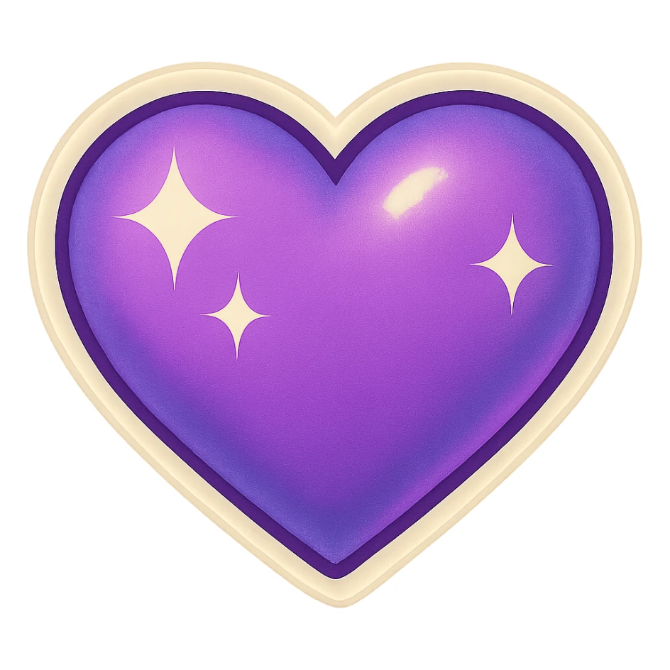 retro sticker style purple heart with sparkles sticker