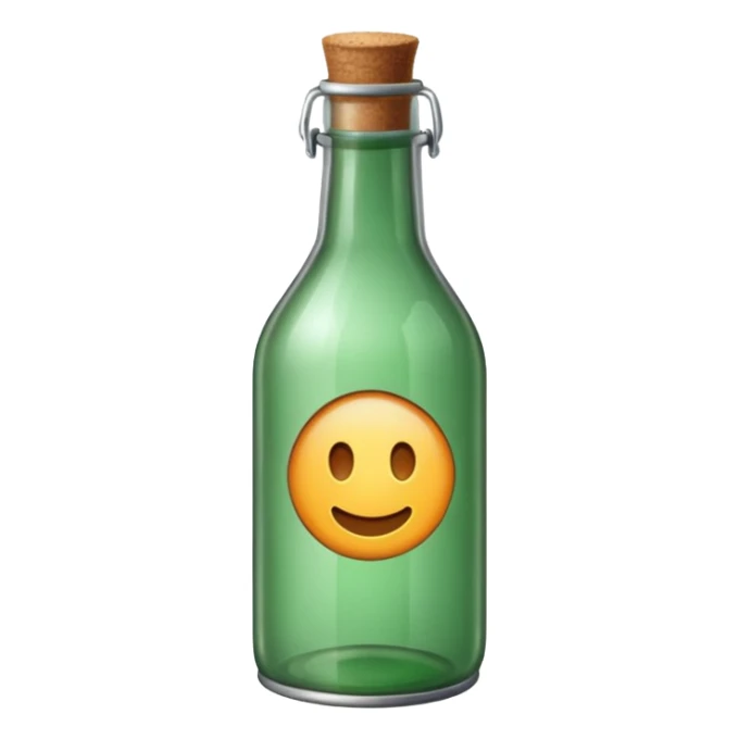 green old  glass bottle with a rolled  paper inside  like in movie  sticker