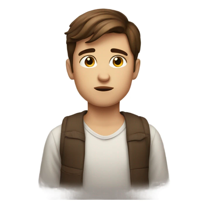 thoughtful boy with brown hair sticker