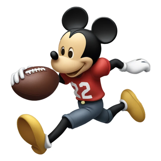 Mickey Mouse running with a football in his hand sticker