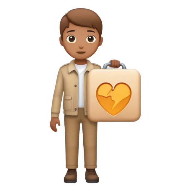 young character standing with a small help icon or question mark above their shoulder sticker
