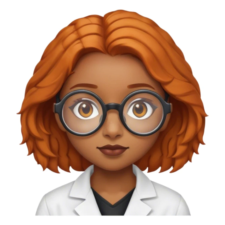 Fair-skinned, ginger, with brown eyes, black girl, with brown round tortoise shell glasses, as a scientist sticker