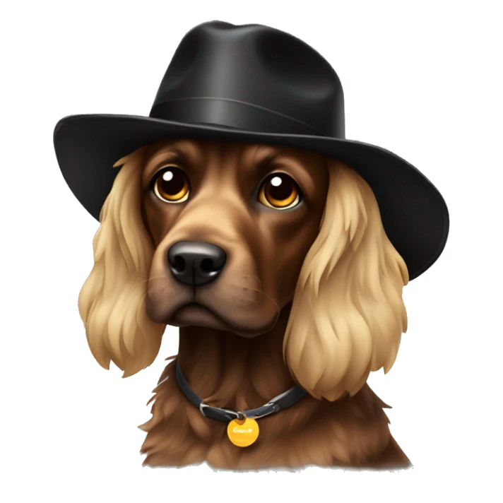 Black cockerspainel with hat sticker