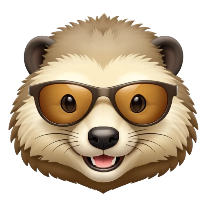friendly anthropomorphised honey badger head wearing sunglasses sticker