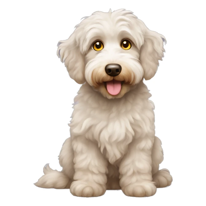 beige aussiedoodle yellow eyes sticker
