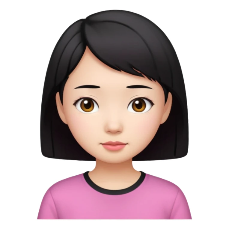 Asian girl wearing pink shirt short black hair sticker