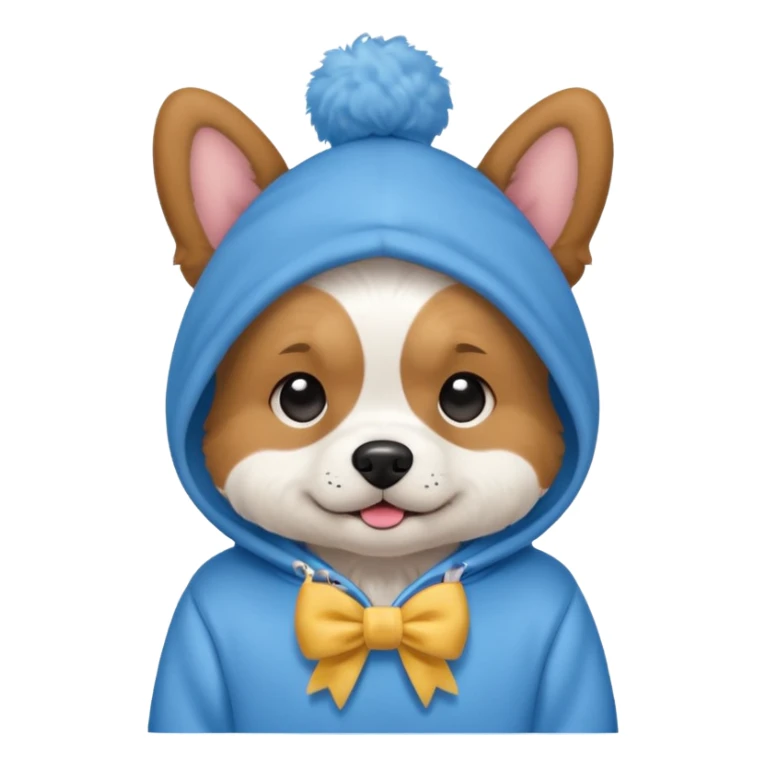 Dog wearing a Hoodie with a bow sticker