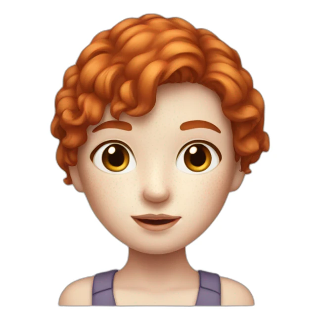 a cute redhead girl with white skin and freckles sticker