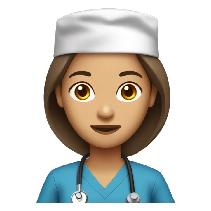 Mid 30 long hair Filipina Nurse red scrubs without stethoscope  sticker