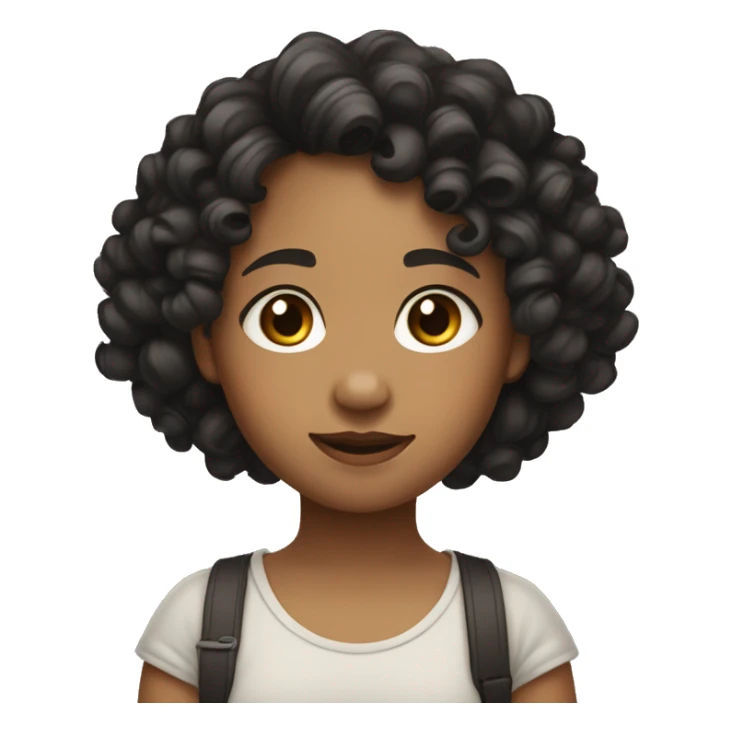 Blasian girl with black gig curly ringlets down to her shoulders sticker