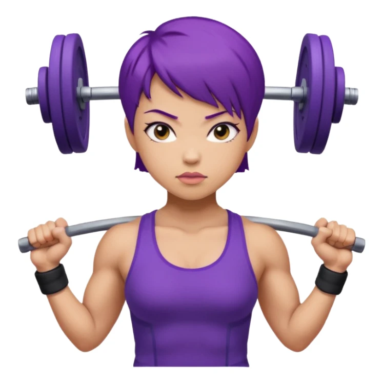 muscularweight lifting female short purple hair asian sticker
