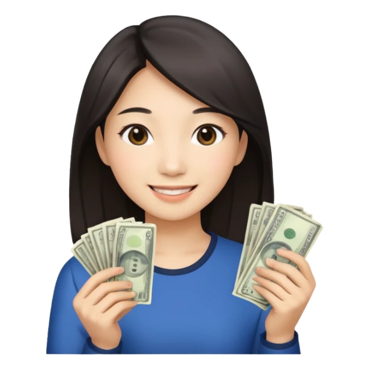 Hot Asian girl with money  sticker