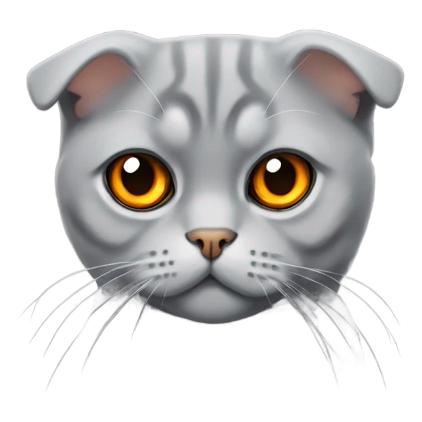 grey scottish fold cat with orange eyes  sticker