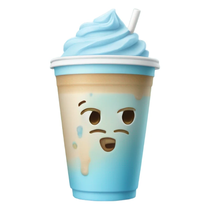 Pastel blue ice latte with ice and no cream in a takeaway cup sticker