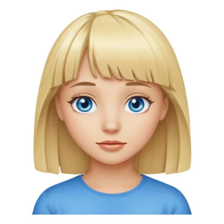 Blonde girl with bangs and blue eyes sticker