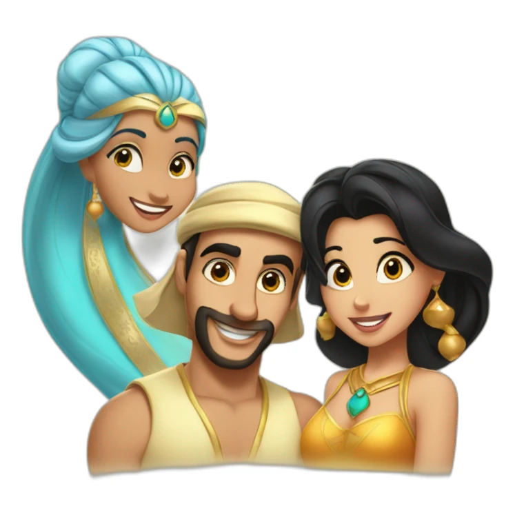 aladdin, jasmine, genie and the carpet sticker