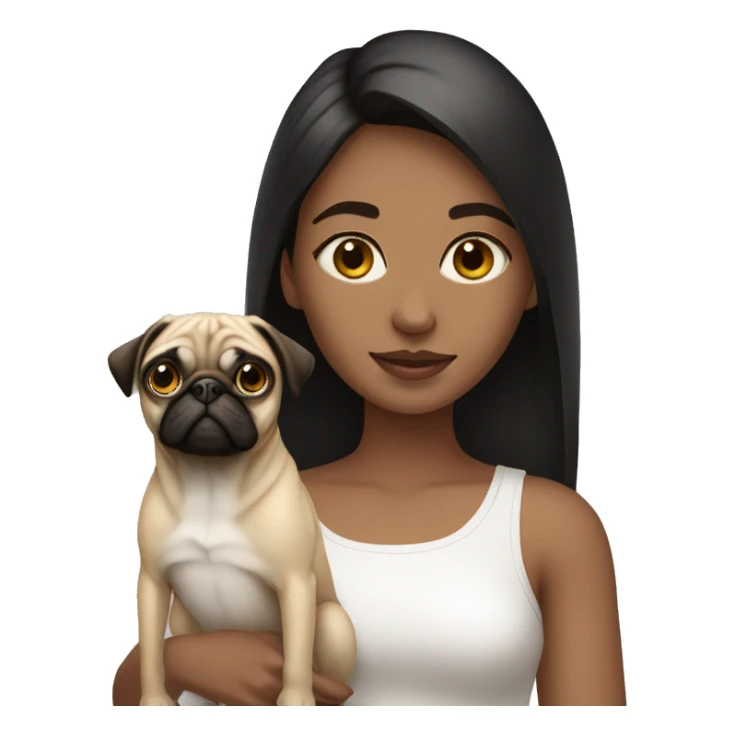 Girl with pug in front of her  sticker