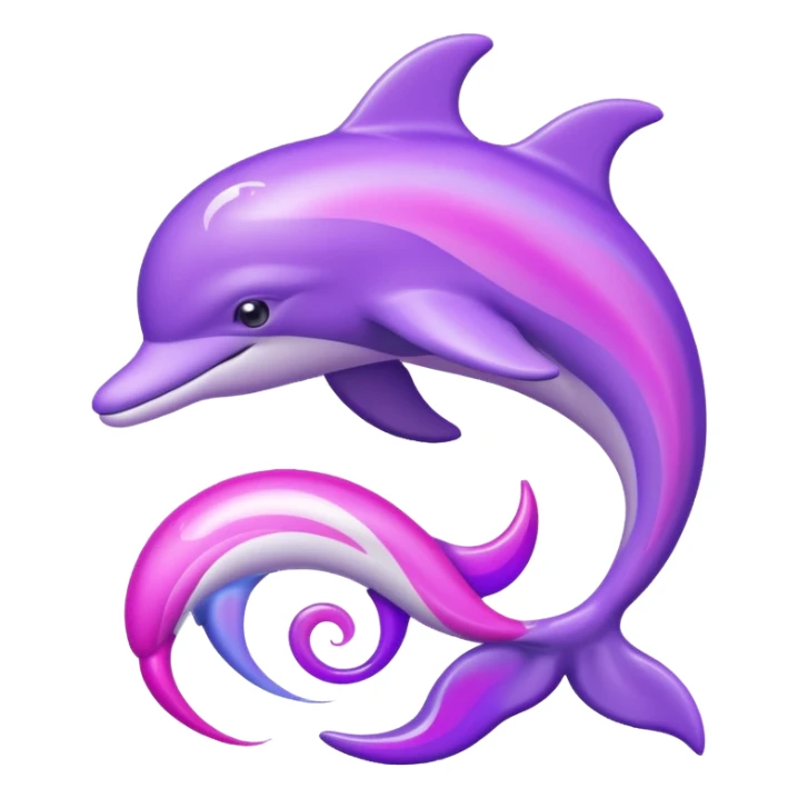 Dolphin with Pink and purple swirls and silver stars sticker