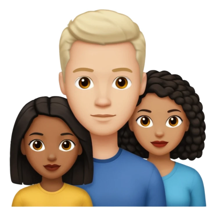 White brunette American man with two black african women both are African one is light skin black and one is medium tone black with african hair styles sticker
