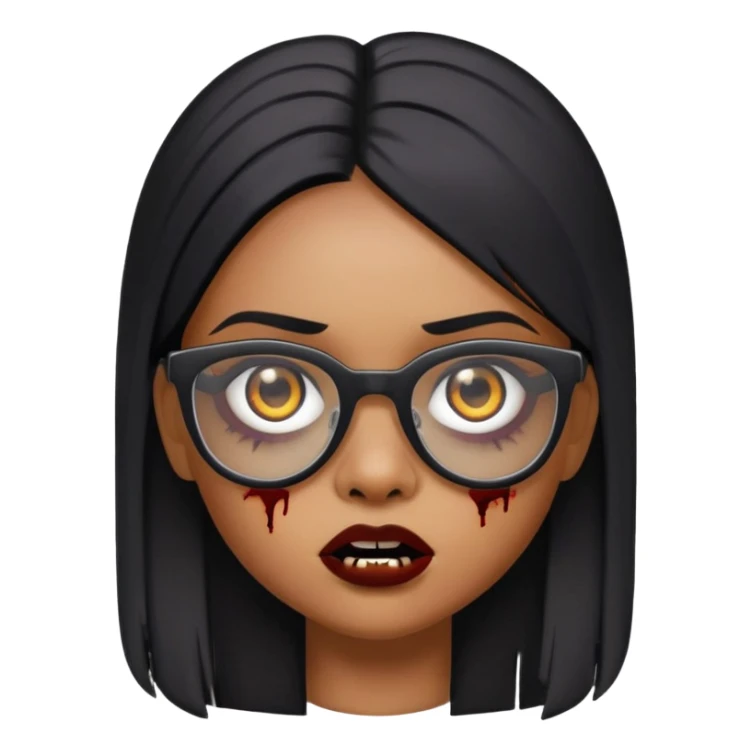 menina de cabelo liso preto e oculo memoji zumbi sticker