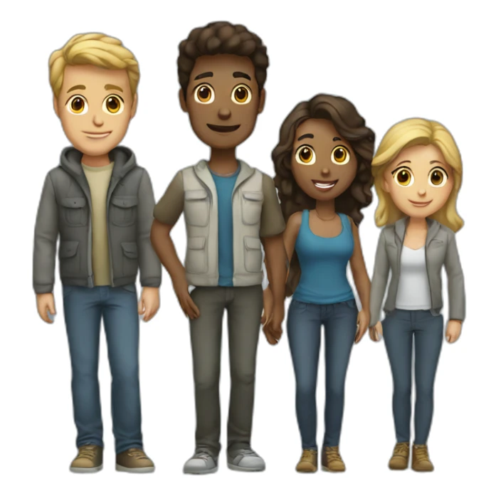 a group of people standing togetehr sticker