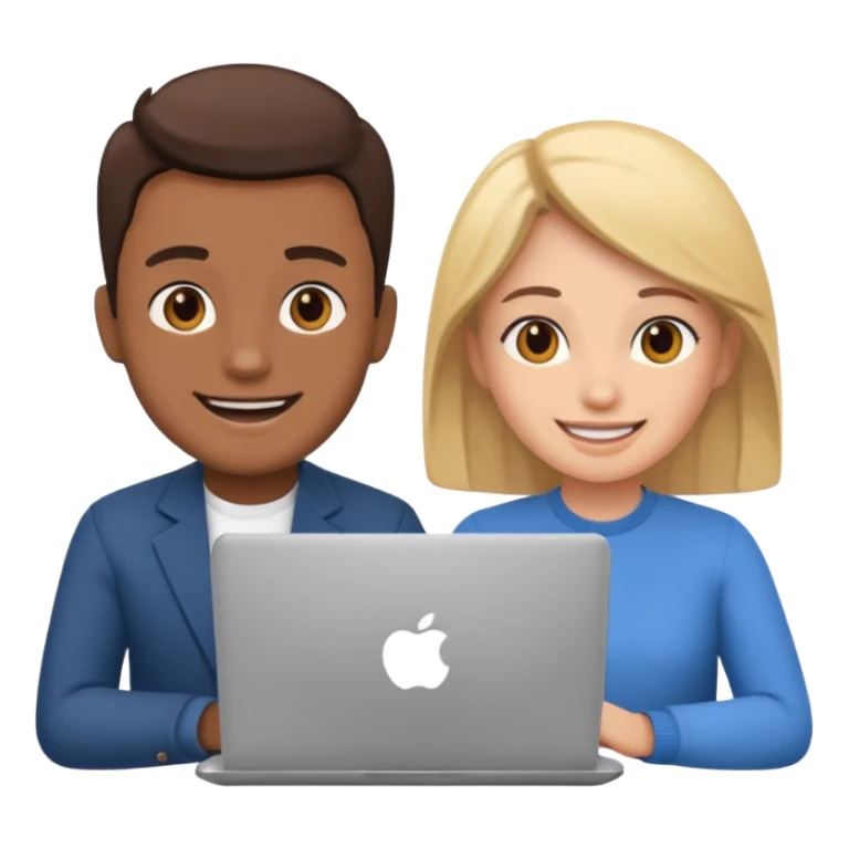 video meeting via laptop 2 people talking and smiling sticker