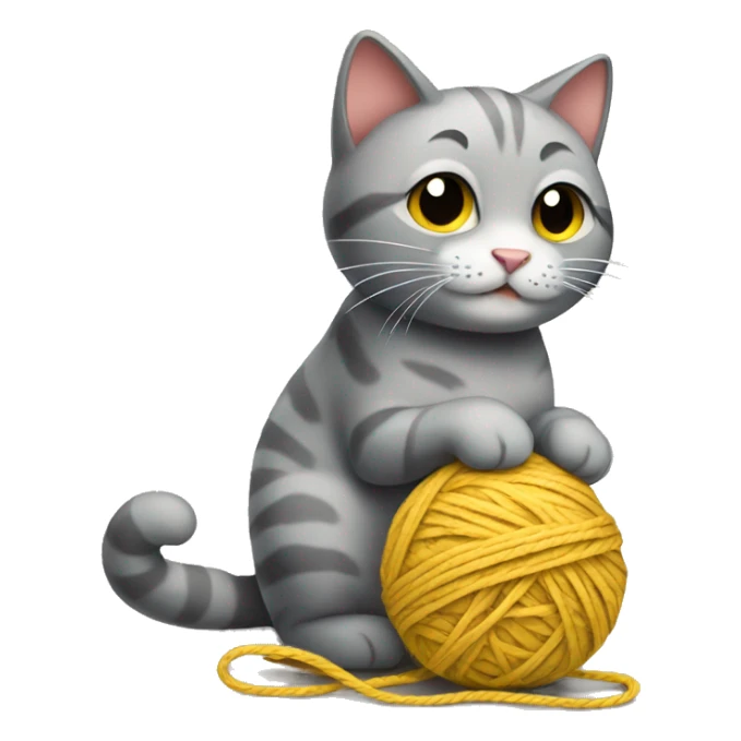 cat playing with ball of yarn sticker