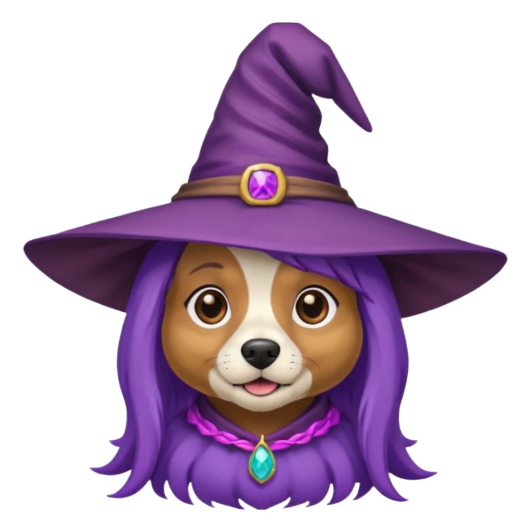 dog wear purple wicth hat sticker