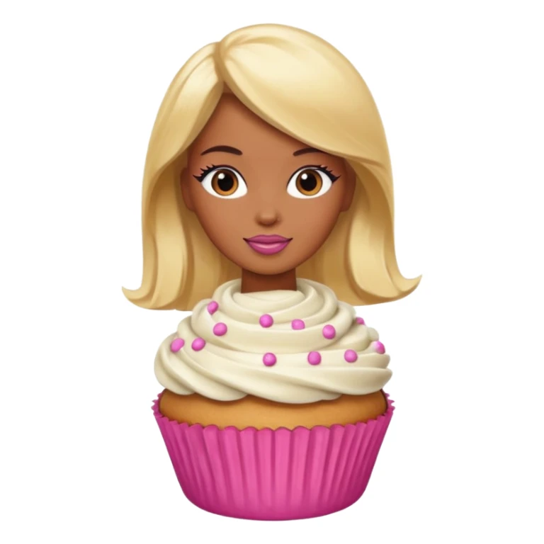 Brown skin blonde hair barbie cupcake  sticker
