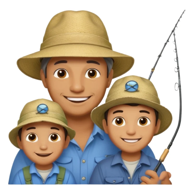 Father and son happy after catching a catfish sticker