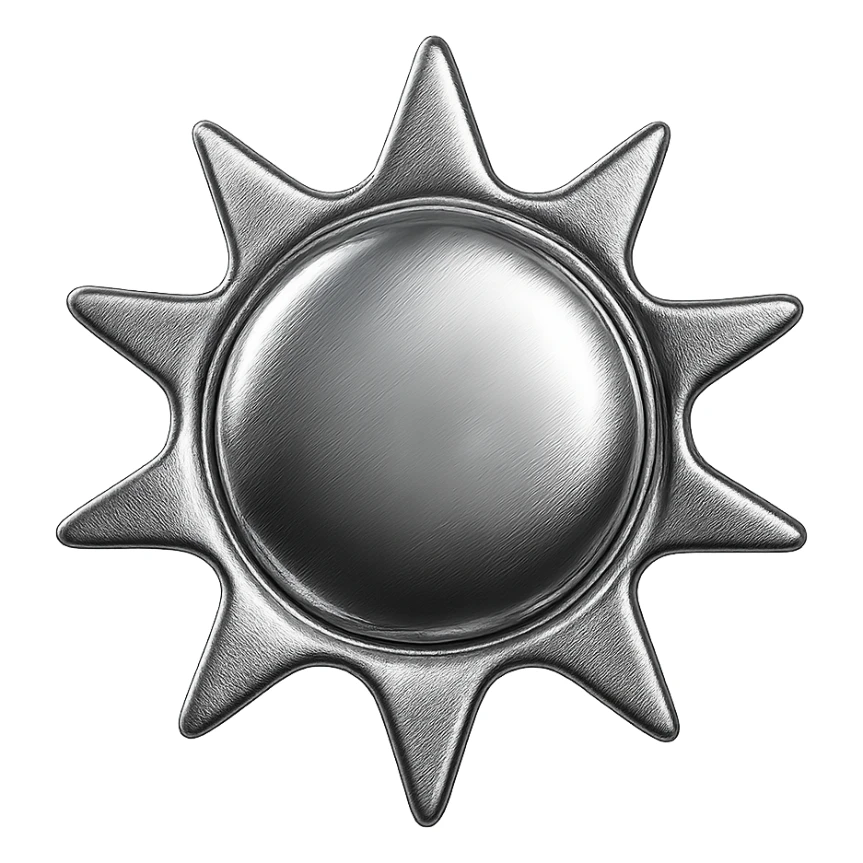 bright yellow sun, chrome style, apple emoji inspired sticker