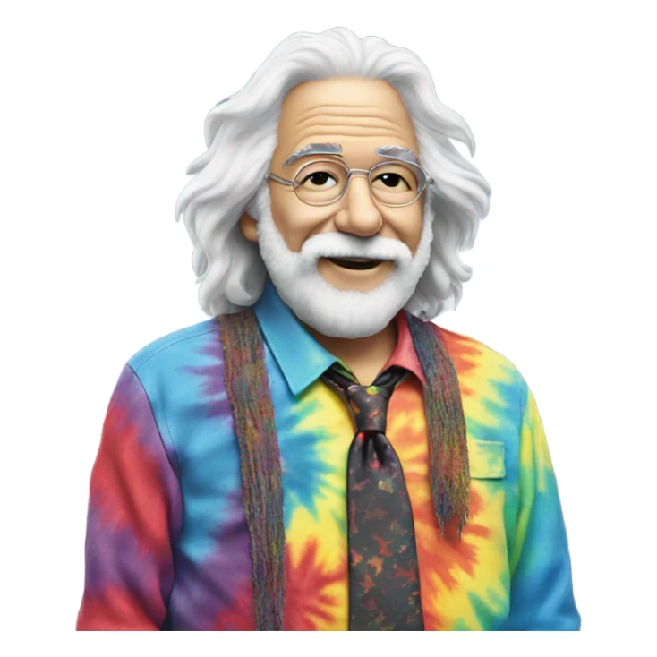 Jerry Garcia wearing a tie dye shirt  sticker