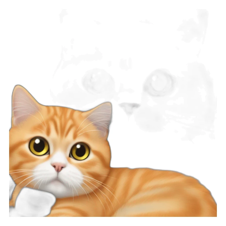 Orange persian young cat hugs the grey british shorthair cat sticker