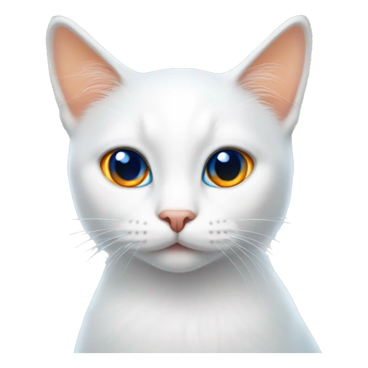 White cat with blue eyes and orange stripe tail sticker