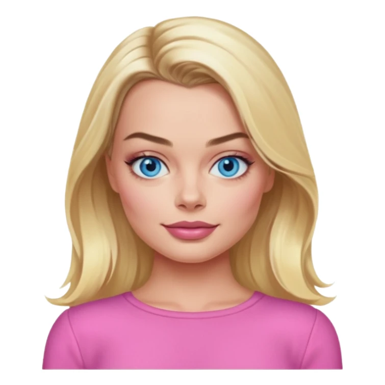 Maggot Robbie with blue eyes, long blonde hair, pink outfit sticker