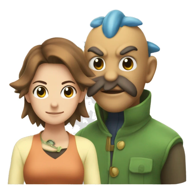 pokemon schlurp next to a lady with brown hai sticker