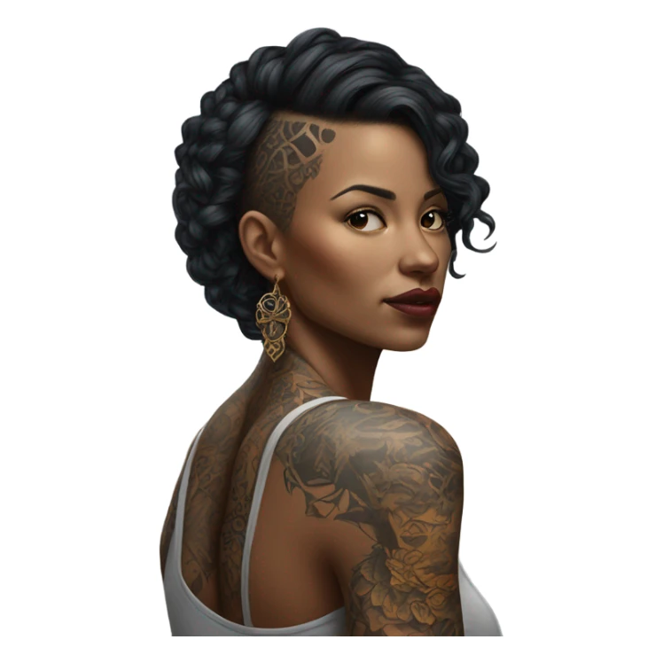Hyper Realistic beautiful woman with tattoo sticker