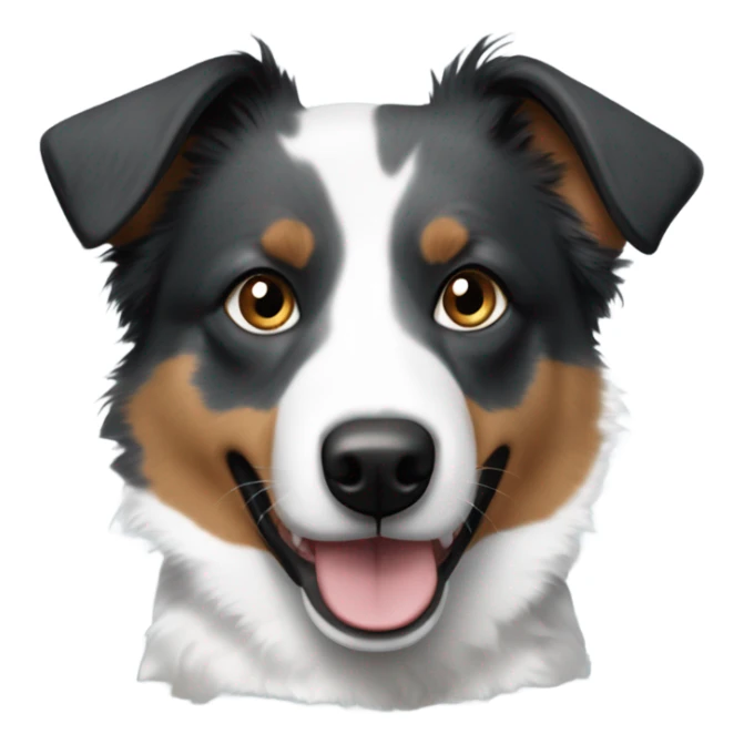 Blue heeler mixed with Australian shepherd with one one blue eye and one brown eye with black and white fur sticker
