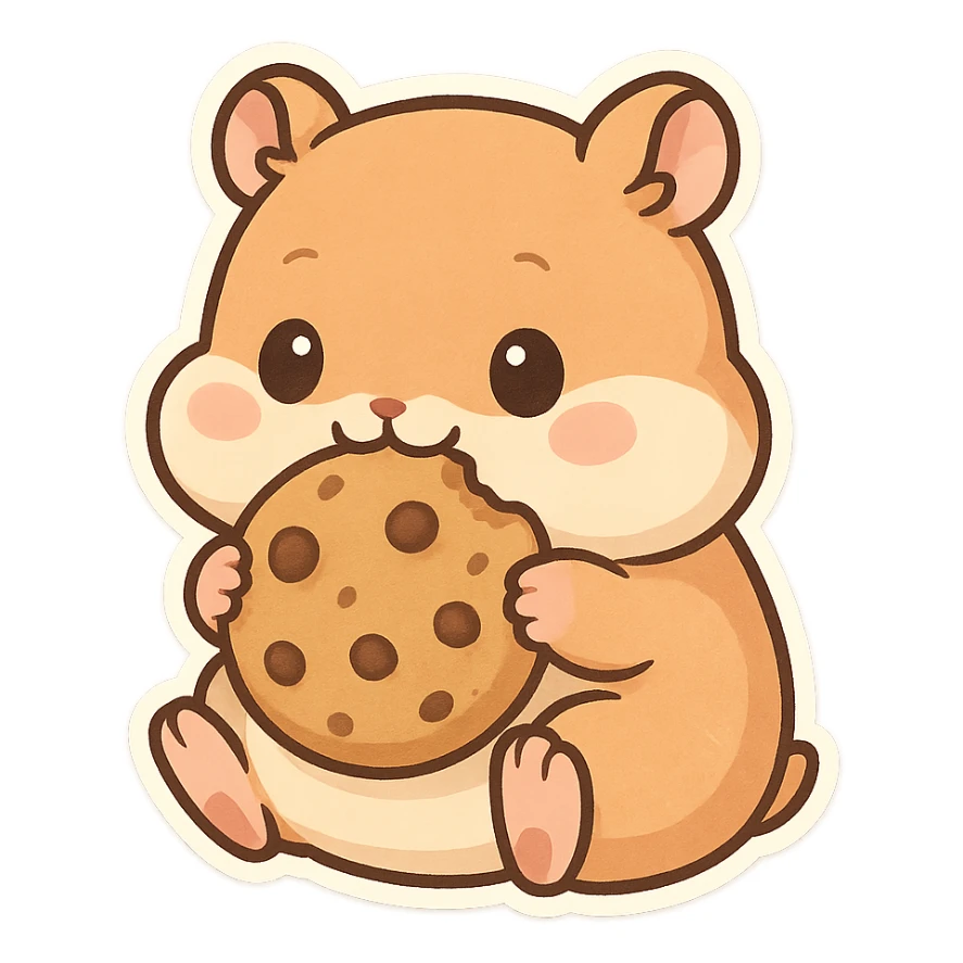 Chibi Hamster Eating Cookie sticker