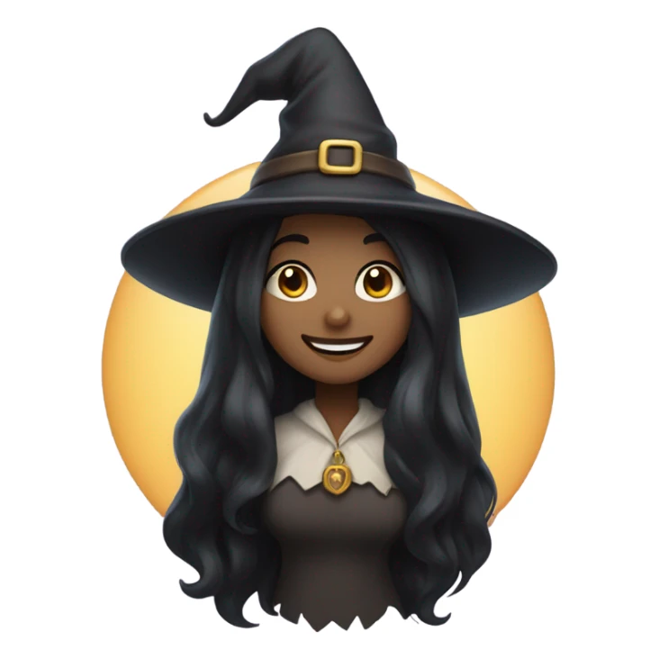 smiling girl with black hair witchy sticker