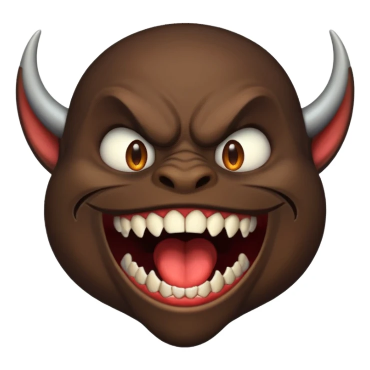 A demon with a really big mouth, sideways looking up with mouth wide a big sharp teeth  sticker