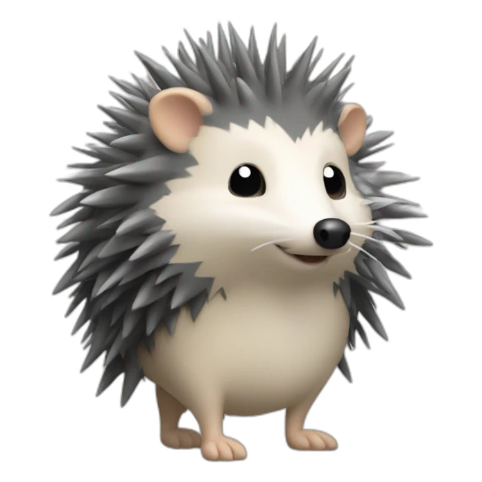 Hedgehog dark gray quills one black ear one white ear different colored ears full body sticker